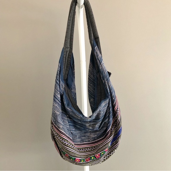 Vintage Multicolored Boho Hippie Festival Baggy Slouchy Roomy Shoulder Bag - Picture 7 of 13